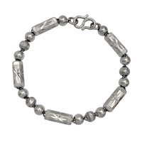 Diamond-Cuts / Glitter-Cuts Ball & Barrel Bracelet (Platinum)