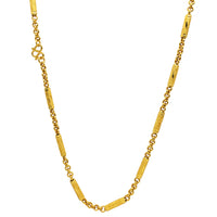 Glitter-Cut Barrel & Rolo Necklace (24K)
