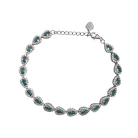 Light Blue Teardrop Halo Tennis Bracelet (Silver)