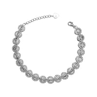 Zirconia Marquise & Round Halo Tennis Bracelet (Silver)