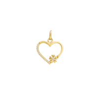 Zirconia Outlined Heart w/ Flower Pendant (18K)