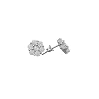 Zirconia Honeycomb Stud Earrings (14K)