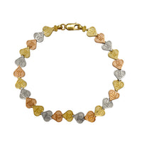 Tricolor Quinceañera / 15 Years Heart Bracelet (14K).