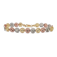 Tricolor Diamond-cut Sunburst Fancy Lady Bracelet (14K)