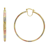 Tricolor Diamond-Cut Bangle-Style Hoop Earrings (14K)