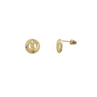 Fluted Round Halo Virgin Mary Stud Earrings (14K)