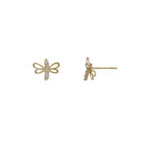 Stone-set Outlined Dragonfly Stud Earrings (14K)