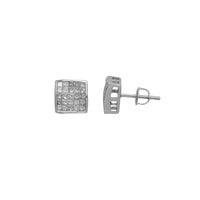 Diamond Princess-cut Invisible-Set Square Stud Earrings (14K)