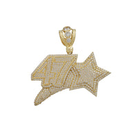 Iced-Out Flying Star Number 47 Pendant (10K)