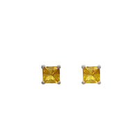 Square Cut CZ Solitaire Stud Earrings Set (Silver)