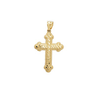 Milgrain Nugget Texture Budded Cross Pendant (14K)