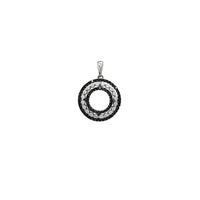 White & Black Diamond Hoop Charm Pendant (14K)