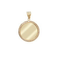 Zirconia Channel-set Reversible Round Medallion Picture Pendant (14K)