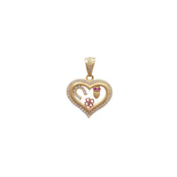 Pave Outlined Heart w/ Lucky Charms Pendant (14K)