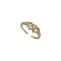 Double Heart Outline CZ Ring (14K)