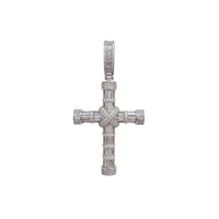 Stone-set Round & Baguettes Wrapped Cross Pendant (Silver)