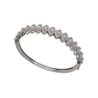 Zirconia Halo Marquise Bangle Bracelet (Silver)