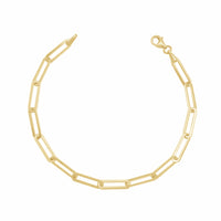 Slim Flat Elongated Paperclip Link Bracelet (14K).