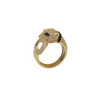 Zirconia Green-Eyes Panther Head Ring (14K)