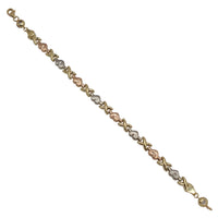 Zirconia Tricolor X & Heart Fancy Bracelet (14K)