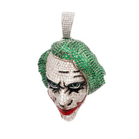 Iced-Out Joker Visage Pendant (Silver)