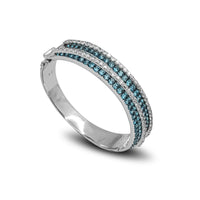 Blue & White Zirconia Bangle Bracelet (Silver)