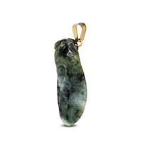 Marbled Green Jade Cicada Pendant (14K)