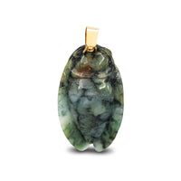 Marbled Green Jade Cicada Pendant (14K)