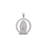 Zirconia Halo Virgin Mary Pendant (Silver)