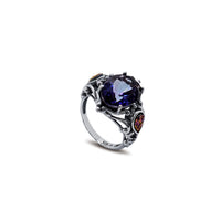 Antique-Finish Vintage Purple Oval Ring (Silver)