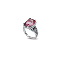 Pink Zirconia Braided Vintage Lady Ring (Silver)