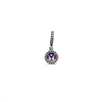 Enameled Puerto Rico Flag Charm for Bracelet (Silver)