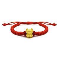 Happy Ox Chinese Zodiac Red String Bracelet (24K) front - Popular Jewelry - New York