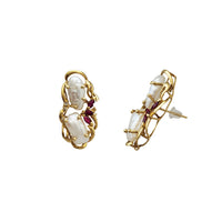 Ruby Twin Rocky Pearl Earrings (14K)