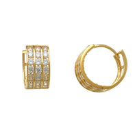 3-Rows Pave Huggie Earrings (14K)
