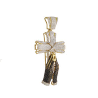 Iced-Out Praying Hands Cross CZ Pendant (14K)