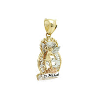 3D Saint Michael Tri-Tone CZ Pendant (14K)