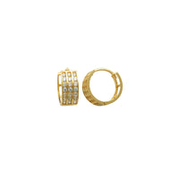 Yellow Gold Round Cubic Zirconia Huggie Earrings (14K)