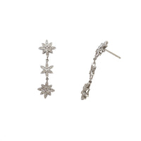 Diamond Daisy Flower Dangling Stud Earrings (18K)