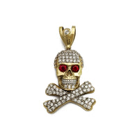 Icy Jolly Roger Pendant (10K) front - Popular Jewelry - New York