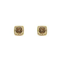 Smoky Topaz Cushion Stud Earrings (10K) front - Popular Jewelry - New York