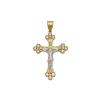 Icy Budded Crucifix Two-Toned Pendant (10K) front - Popular Jewelry - New York