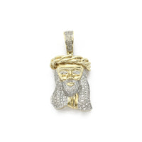 Crowned Diamond Jesus Head Pendant (10K) front - Popular Jewelry - New York