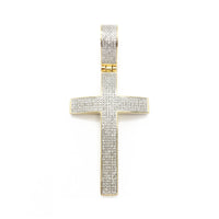 Diamond Convex Cross Closed Sides Pendant (10K) front - Popular Jewelry - New York