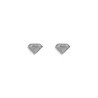 Gemstone Silhouette Diamond Stud Earring white (10K) front - Popular Jewelry - New York