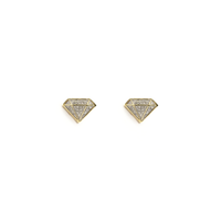 Gemstone Silhouette Diamond Stud Earring yellow (10K) front - Popular Jewelry - New York