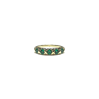 XOXO (Hugs and Kisses) Dark Green Five Stone CZ Ring (10K) front - Popular Jewelry - New York