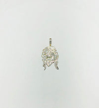 Diamond Jesus Head Pendant (14K).