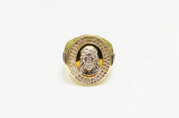Two-tone Jesus Head CZ Ring (14K).