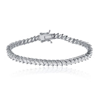 Zirconia Marquise Tennis Bracelet (Silver)